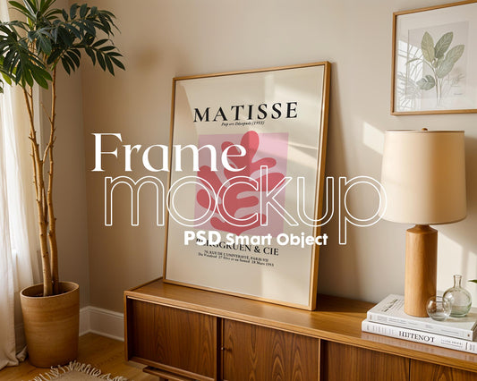 Blank Wooden Poster Frame Mockup, Minimalist Frame Mockup for Digital Download, Posters and Artwork Smart Object Instant Download