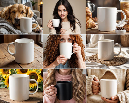 50 Boho Mug Mockup Bundle, Boho White Mug Mockup Coffee Cup Mockup, Aesthetic Boho Mug Mockup ,11oz Cup Mockup