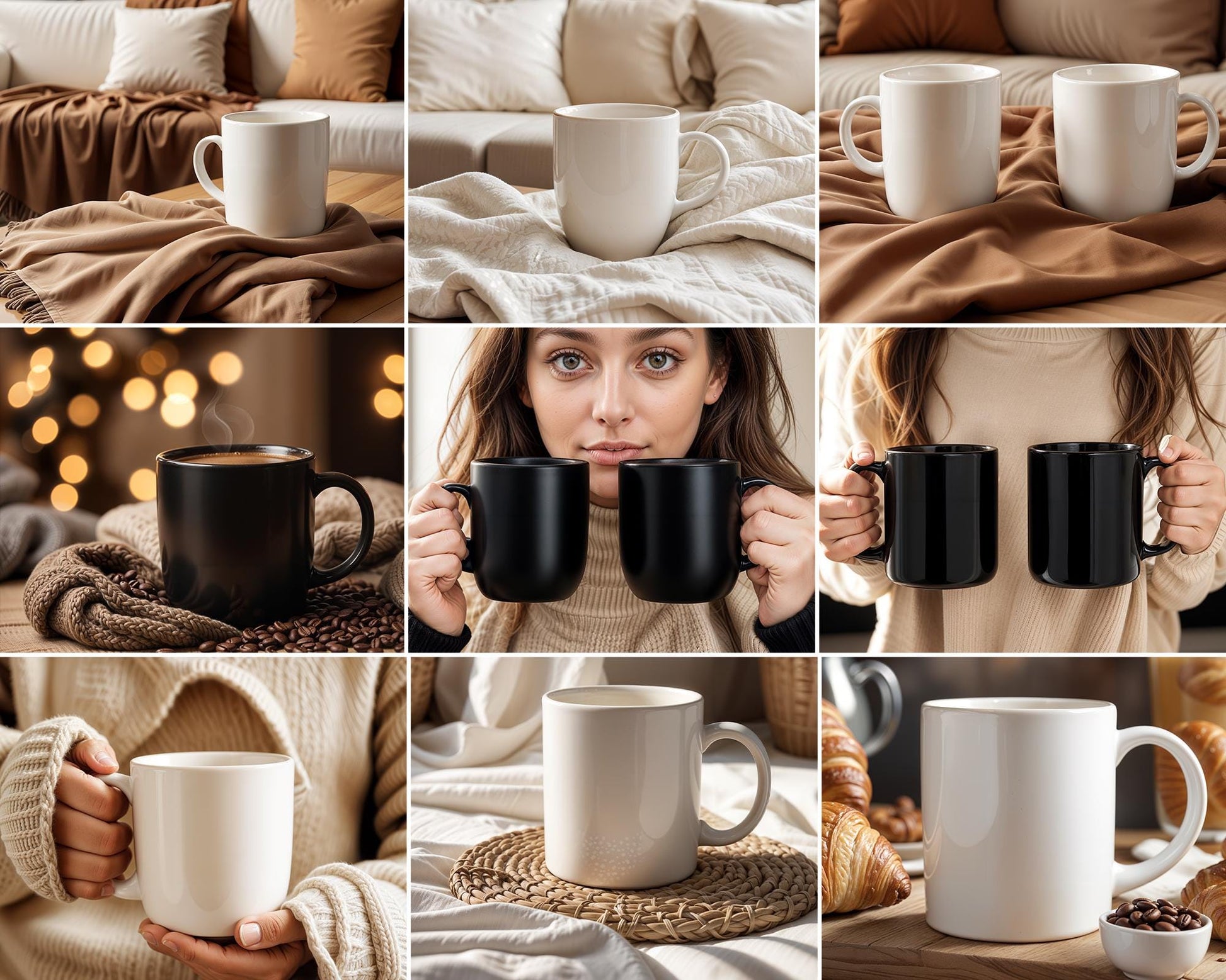 50 Boho Mug Mockup Bundle, Boho White Mug Mockup Coffee Cup Mockup, Aesthetic Boho Mug Mockup ,11oz Cup Mockup