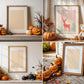 10 Halloween Frame Mockup PSD, Halloween Wall Art, Rustic Autumn & Pumpkins Vertical Artwork, Spooky Art Mockup,