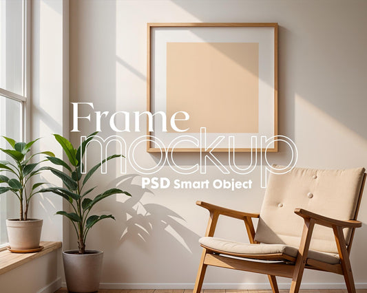 Square Frame Mockup PSD, Square Mockup Frame PSD, Interior Square Art Frame, Interior Poster Frame, Square Poster Frame Mockup PSD