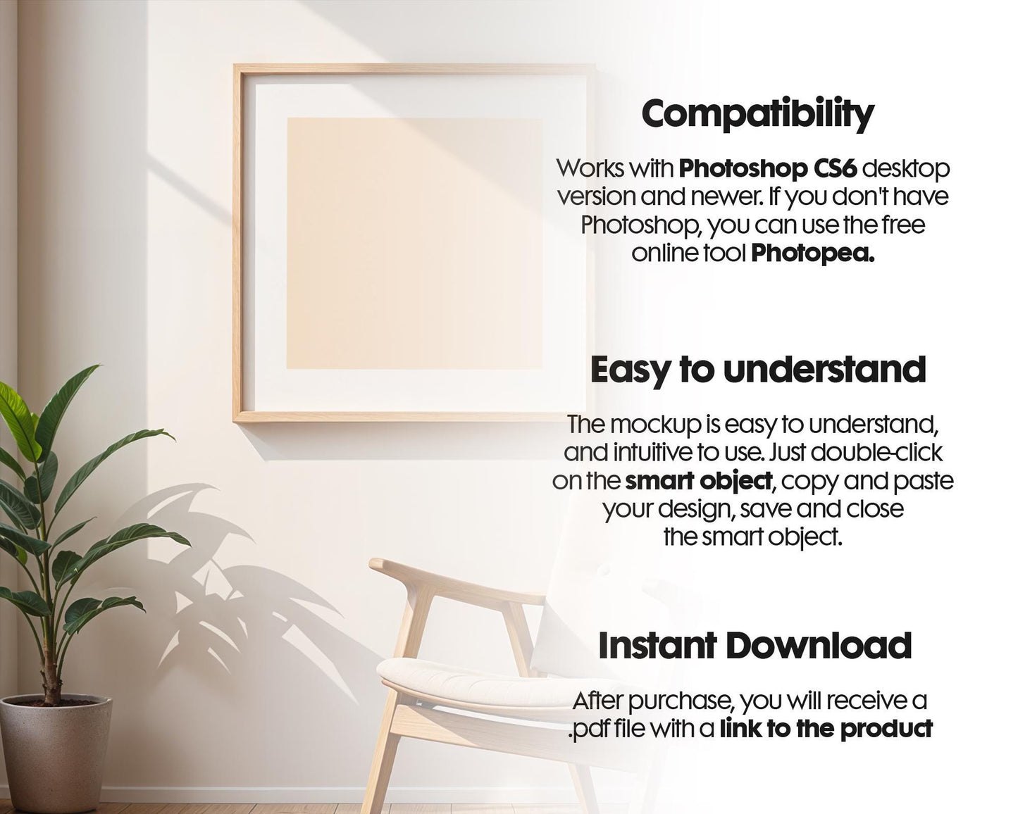 Square Frame Mockup PSD, Square Mockup Frame PSD, Interior Square Art Frame, Interior Poster Frame, Square Poster Frame Mockup PSD