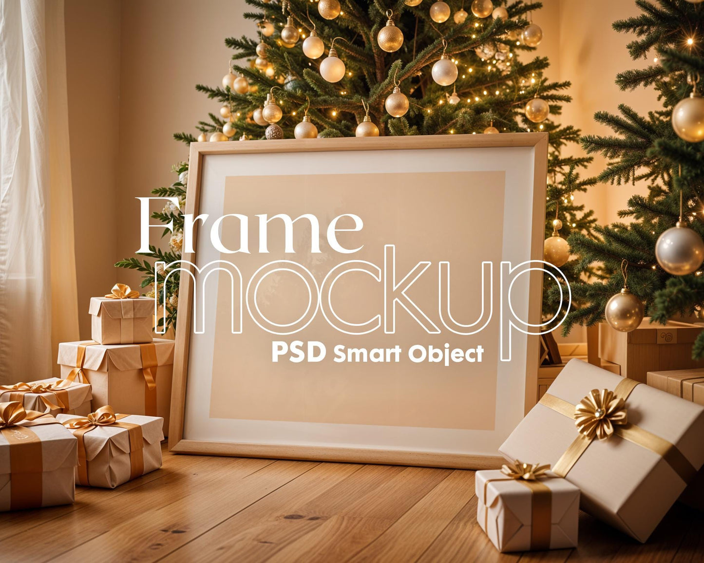 Christmas Frame Mockup PSD, Christmas Holiday Frame Mockup, Christmas Mockup Poster Presentation, Christmas Interior Frame Mockup