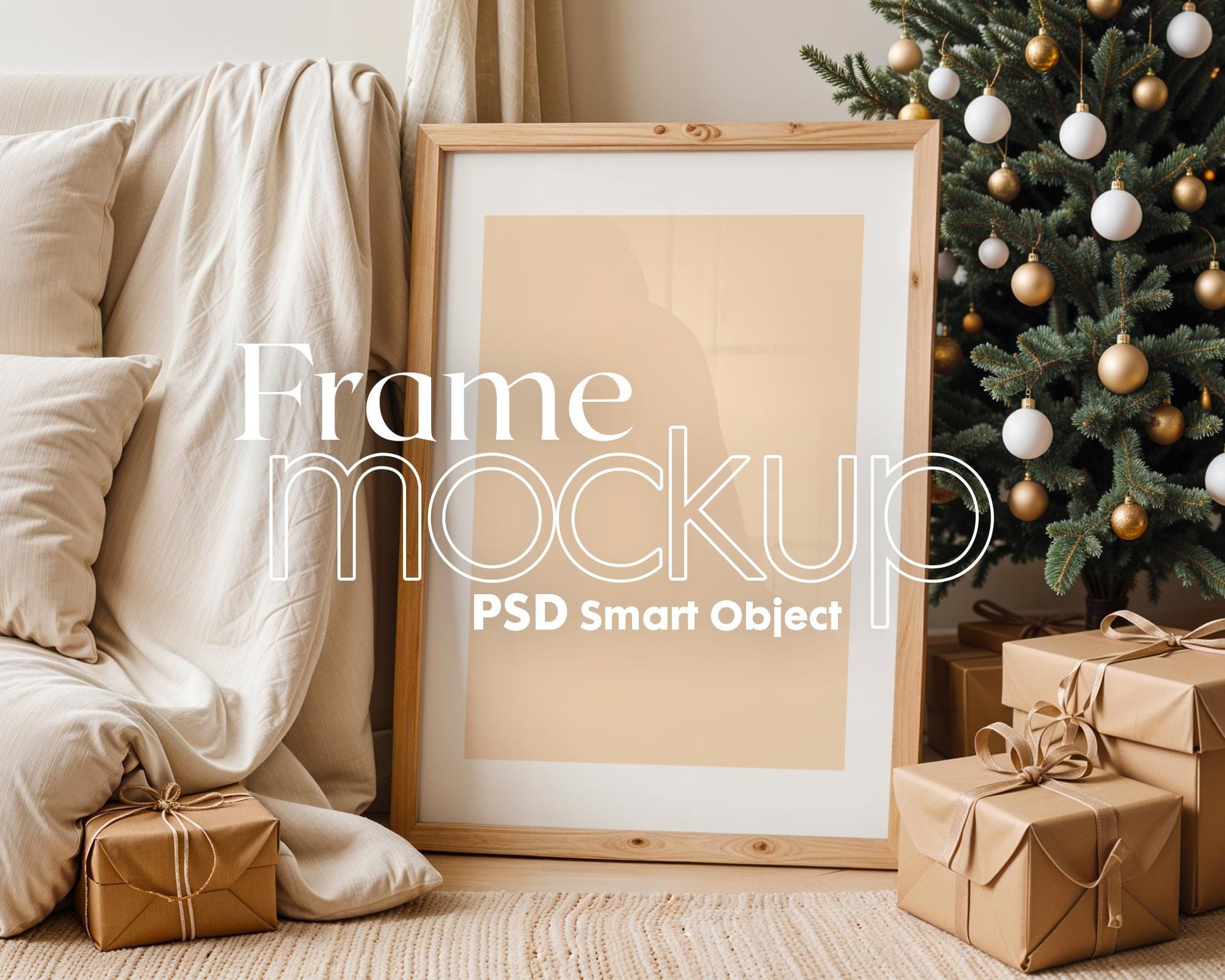 Christmas Frame Mockup PSD, Christmas Holiday Frame Mockup, Christmas Mockup Poster Presentation, Christmas Interior Frame Mockup