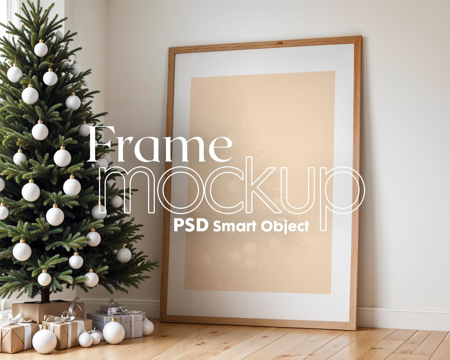 Christmas Frame Mockup PSD, Christmas Holiday Frame Mockup, Christmas Mockup Poster Presentation, Christmas Interior Frame Mockup
