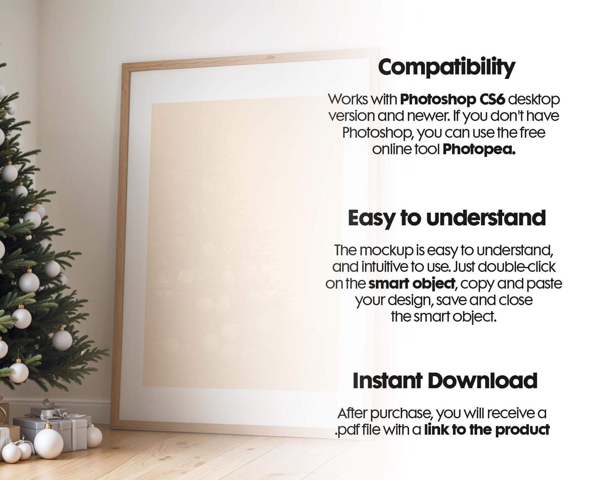 Christmas Frame Mockup PSD, Christmas Holiday Frame Mockup, Christmas Mockup Poster Presentation, Christmas Interior Frame Mockup
