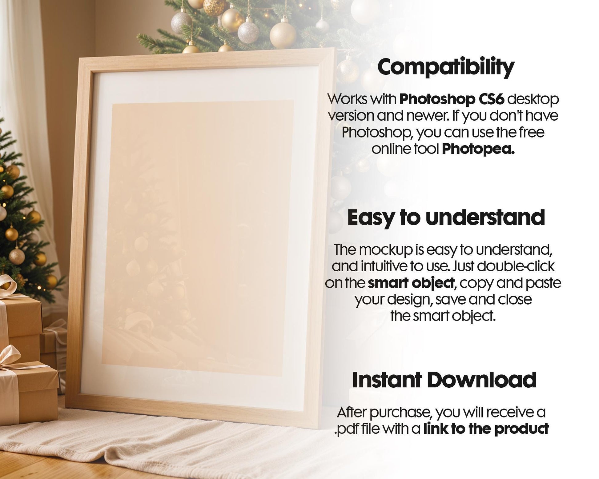 Christmas Frame Mockup PSD, Christmas Holiday Frame Mockup, Christmas Mockup Poster Presentation, Christmas Interior Frame Mockup