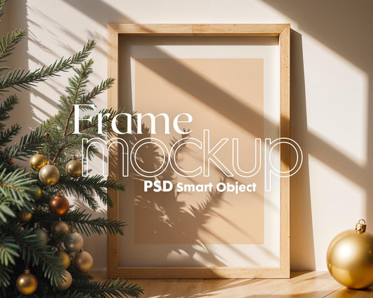 Christmas Frame Mockup PSD, Christmas Holiday Frame Mockup, Christmas Mockup Poster Presentation, Christmas Interior Frame Mockup