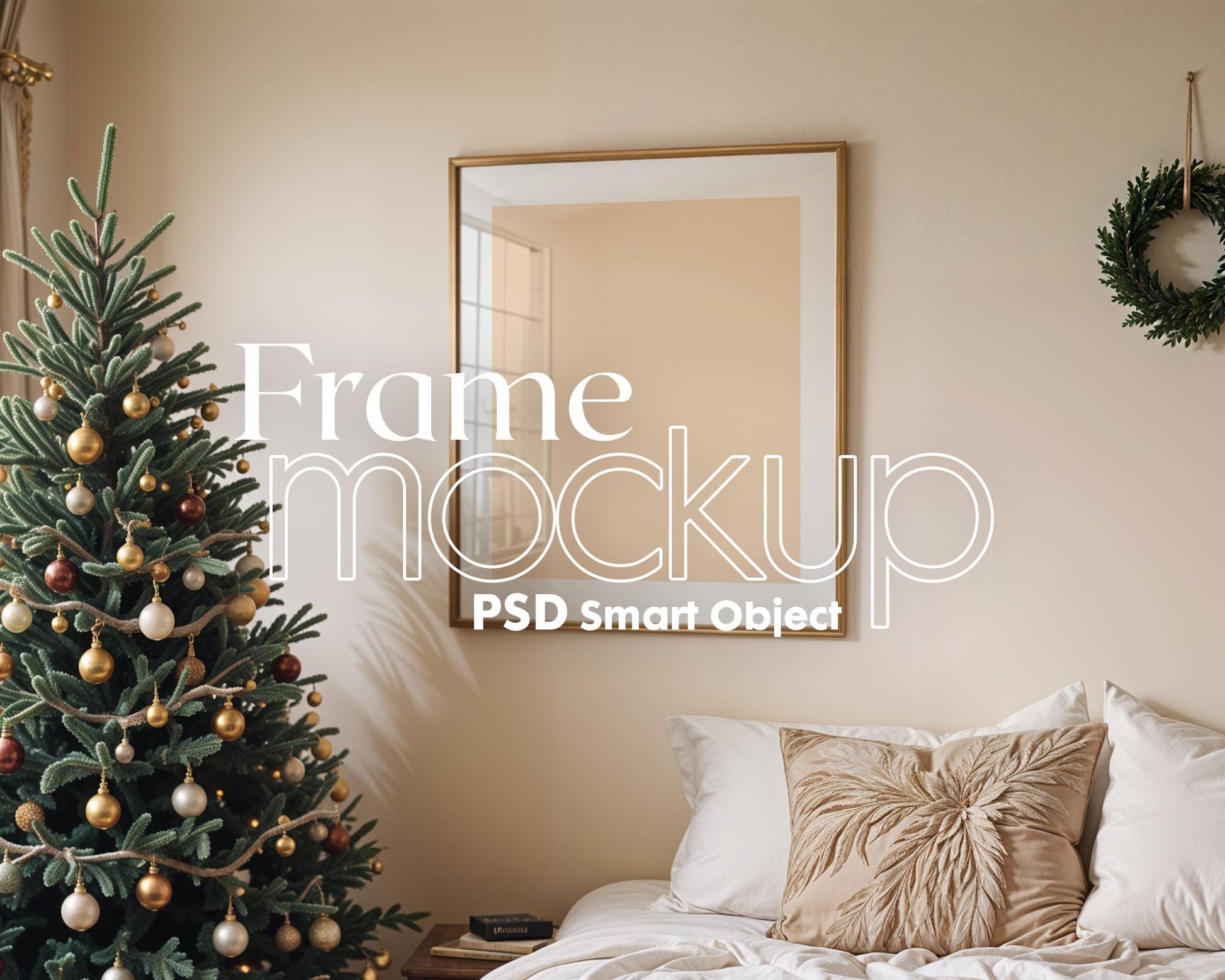 Christmas Frame Mockup PSD, Christmas Holiday Frame Mockup, Christmas Mockup Poster Presentation, Christmas Interior Frame Mockup
