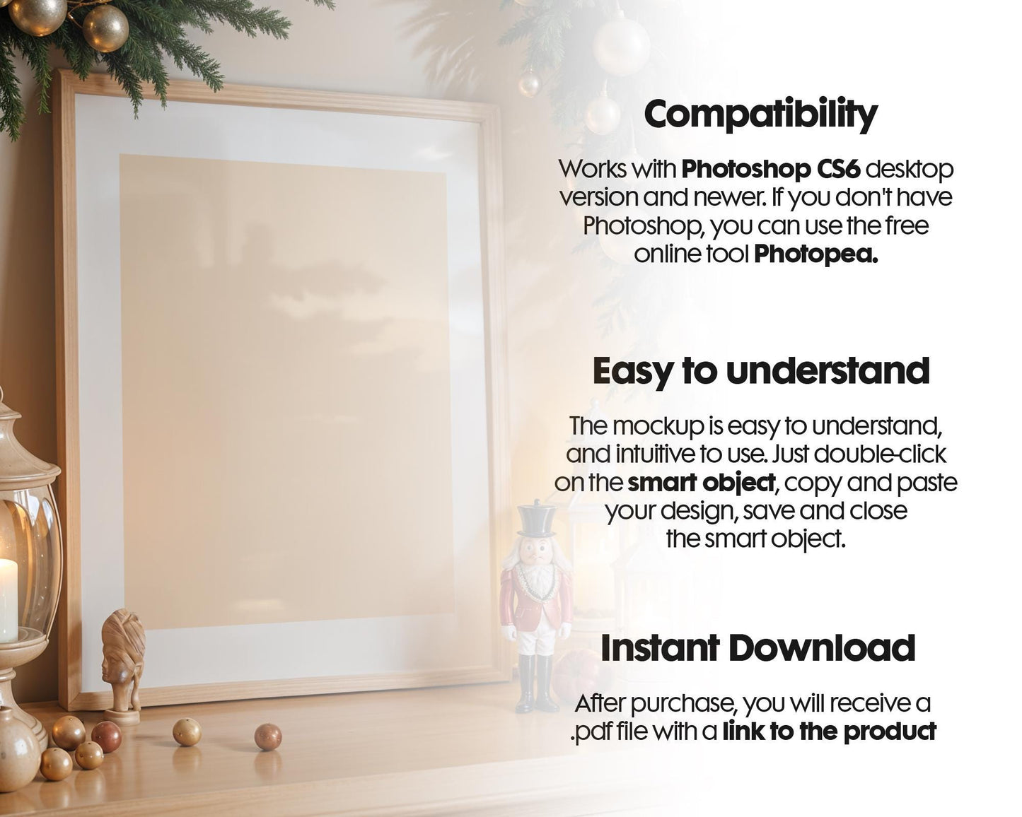 Christmas Frame Mockup PSD, Christmas Holiday Frame Mockup, Christmas Mockup Poster Presentation, Christmas Interior Frame Mockup