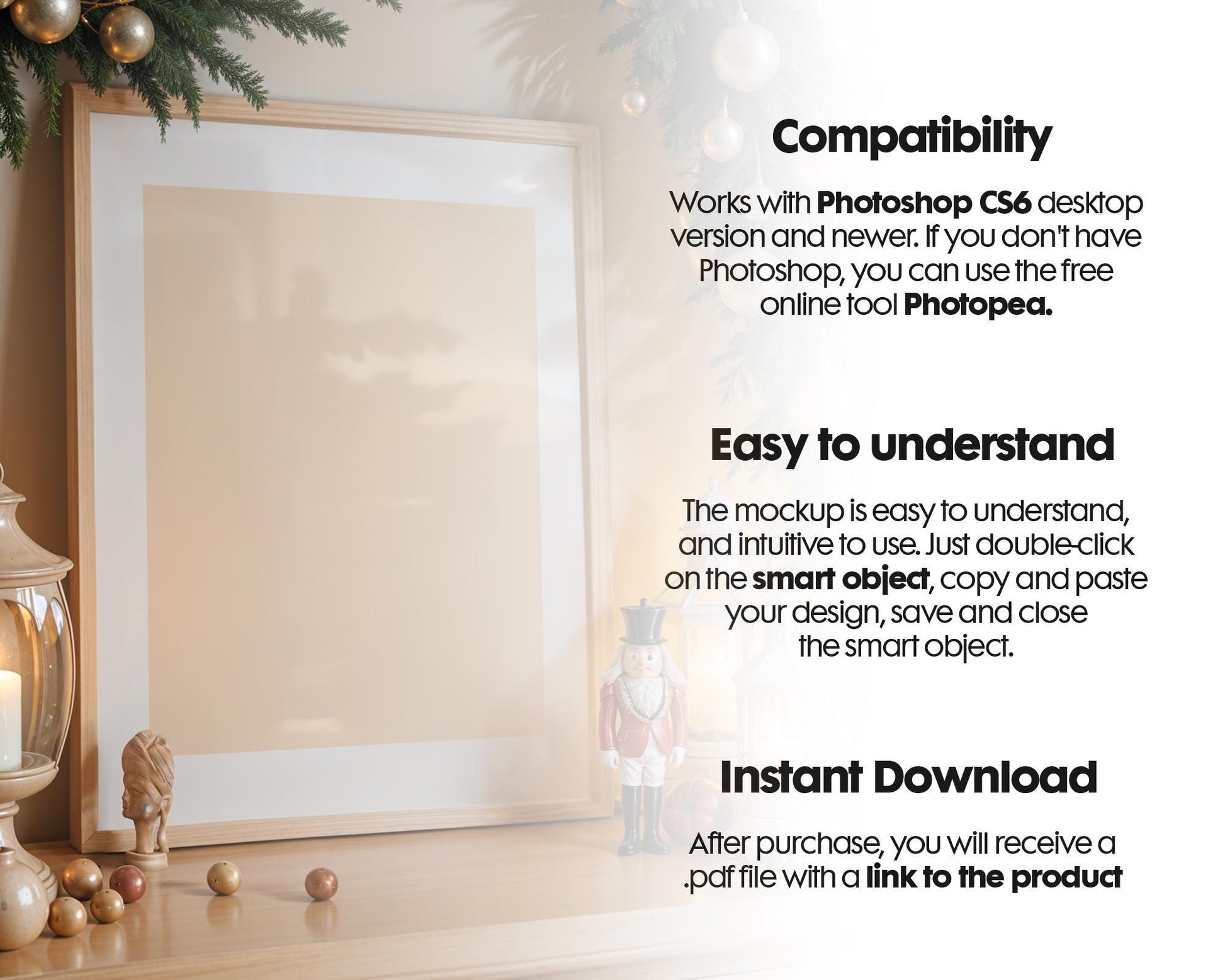Christmas Frame Mockup PSD, Christmas Holiday Frame Mockup, Christmas Mockup Poster Presentation, Christmas Interior Frame Mockup