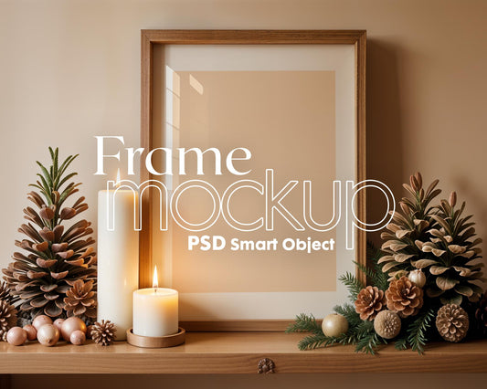 Christmas Frame Mockup PSD, Christmas Holiday Frame Mockup, Christmas Mockup Poster Presentation, Christmas Interior Frame Mockup