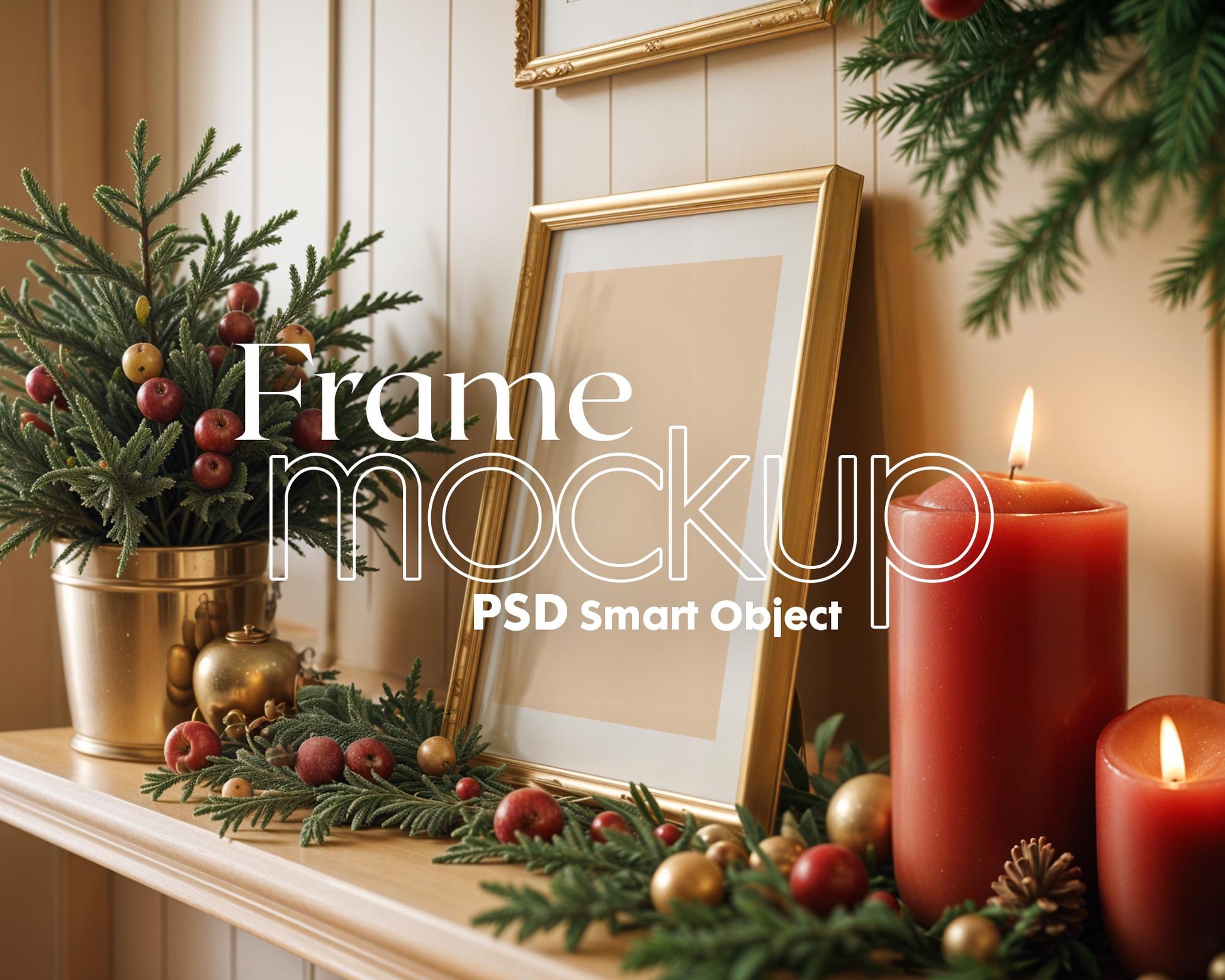 Christmas Frame Mockup PSD, Christmas Holiday Frame Mockup, Christmas Mockup Poster Presentation, Christmas Interior Frame Mockup