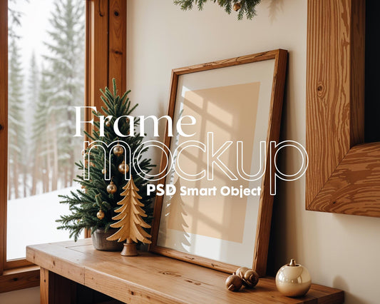 Christmas Frame Mockup PSD, Christmas Holiday Frame Mockup, Christmas Mockup Poster Presentation, Christmas Interior Frame Mockup