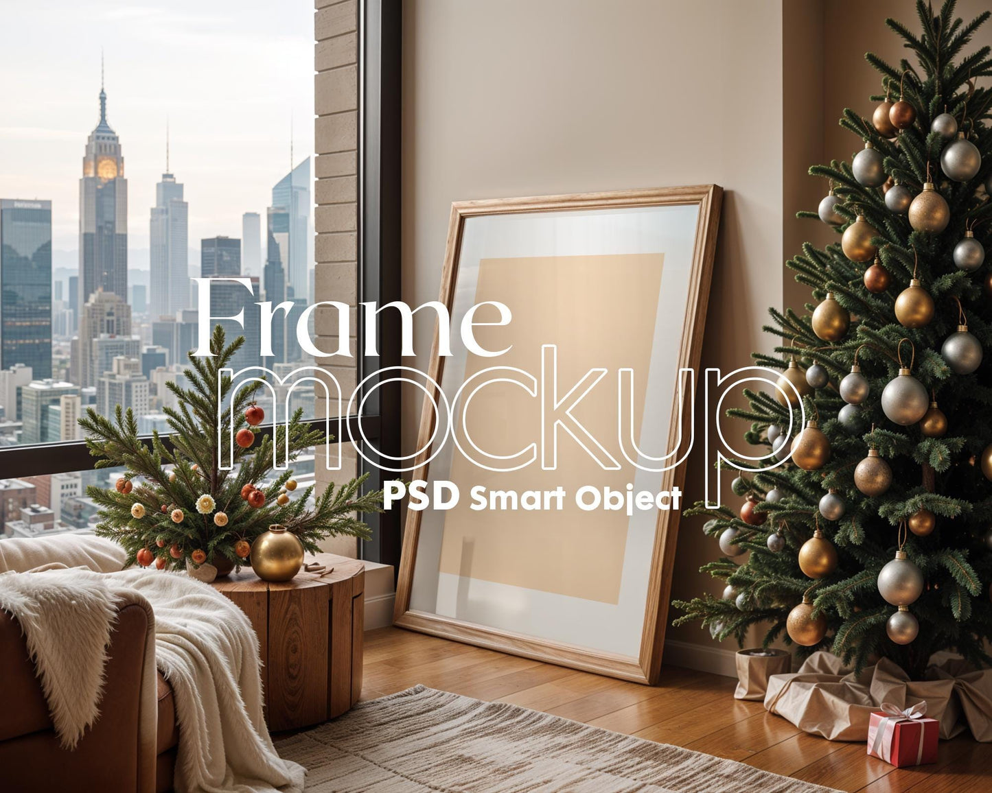 Christmas Frame Mockup PSD, Christmas Holiday Frame Mockup, Christmas Mockup Poster Presentation, Christmas Interior Frame Mockup