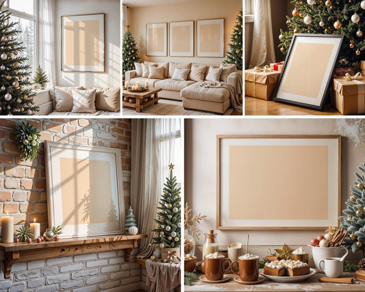 25 Christmas Frame Mockup Bundle PSD, Christmas Holiday Frame Mockup, Christmas Mockup Poster Presentation, Christmas Interior Frame Mockup