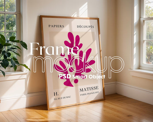 Blank Wooden Poster Frame Mockup, Minimalist Frame Mockup for Digital Download, Posters and Artwork Smart Object Instant Download