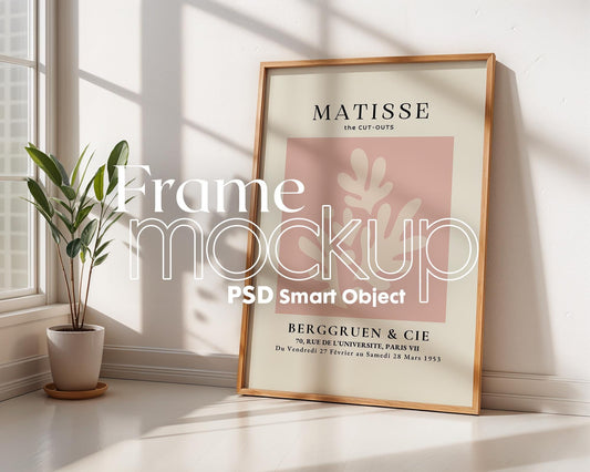 Blank Wooden Poster Frame Mockup, Minimalist Frame Mockup for Digital Download, Posters and Artwork Smart Object Instant Download