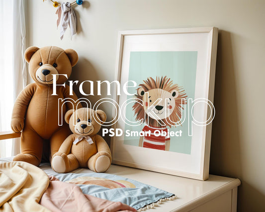 Frame Nursery Mockup in Home Interior PSD | Nursery Frame Mockup Frames | Nursery Wall Poster | Poster Shop Mockup