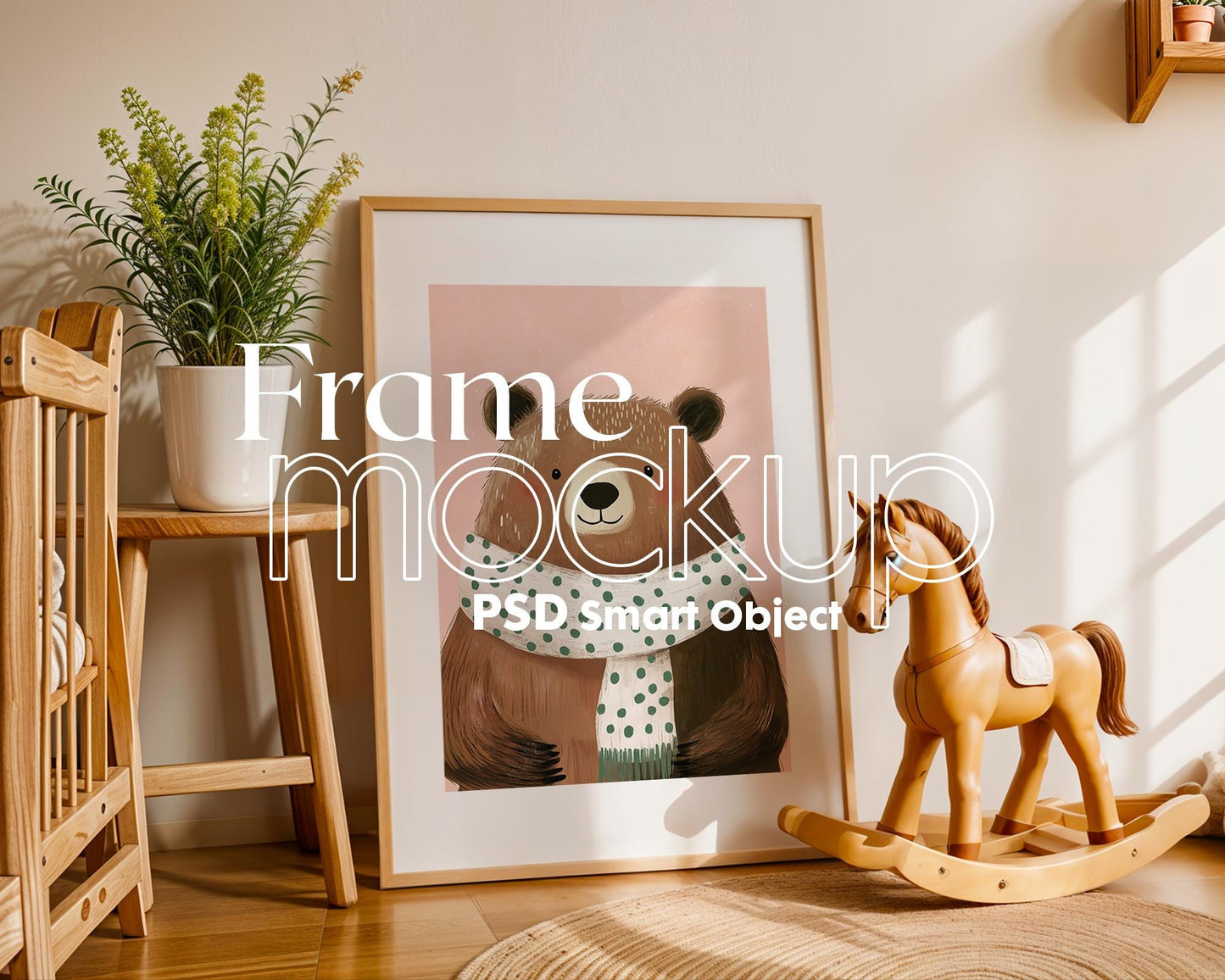 Frame Nursery Mockup in Home Interior PSD | Nursery Frame Mockup Frames | Nursery Wall Poster | Poster Shop Mockup