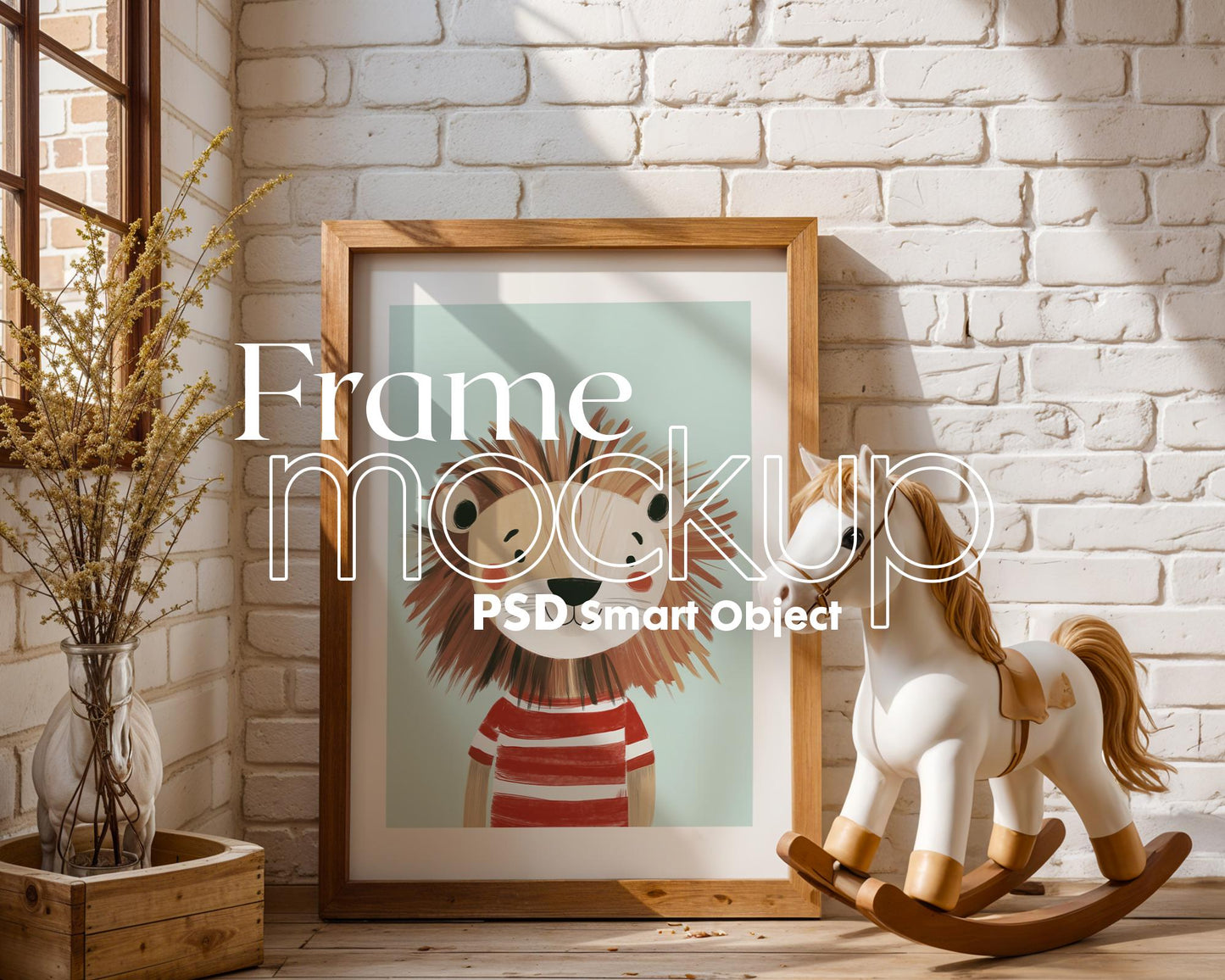 Frame Nursery Mockup in Home Interior PSD | Nursery Frame Mockup Frames | Nursery Wall Poster | Poster Shop Mockup
