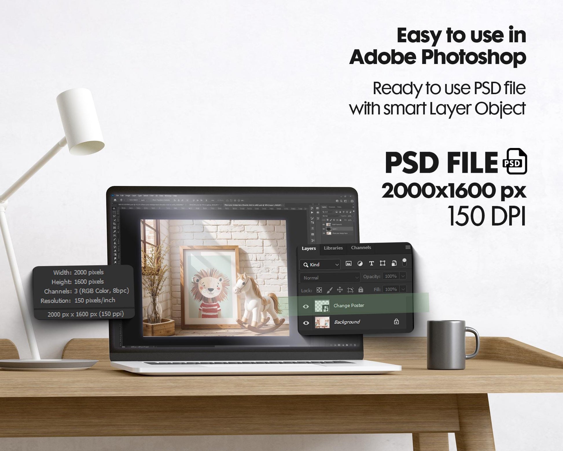 Frame Nursery Mockup in Home Interior PSD | Nursery Frame Mockup Frames | Nursery Wall Poster | Poster Shop Mockup