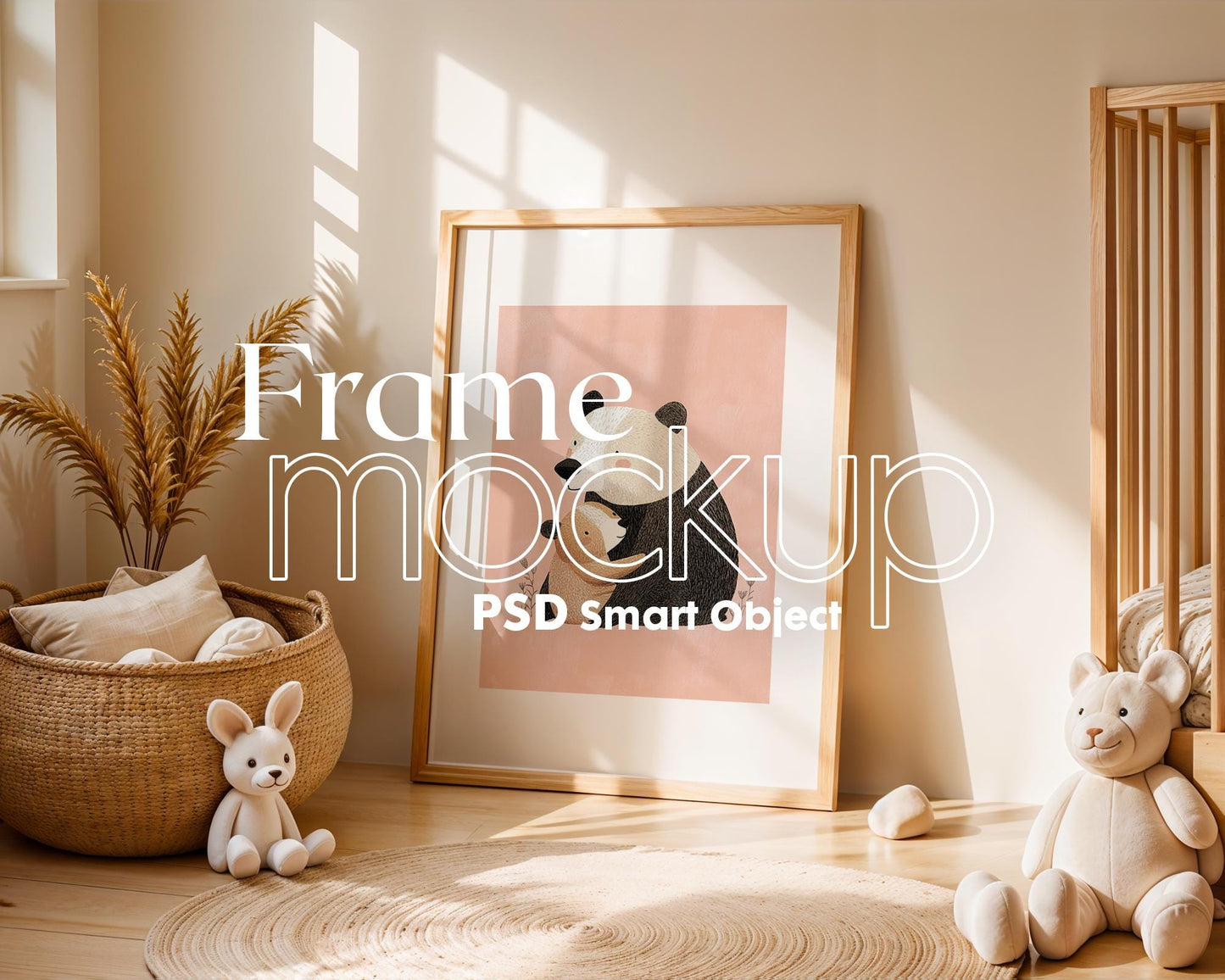 Frame Nursery Mockup in Home Interior PSD | Nursery Frame Mockup Frames | Nursery Wall Poster | Poster Shop Mockup