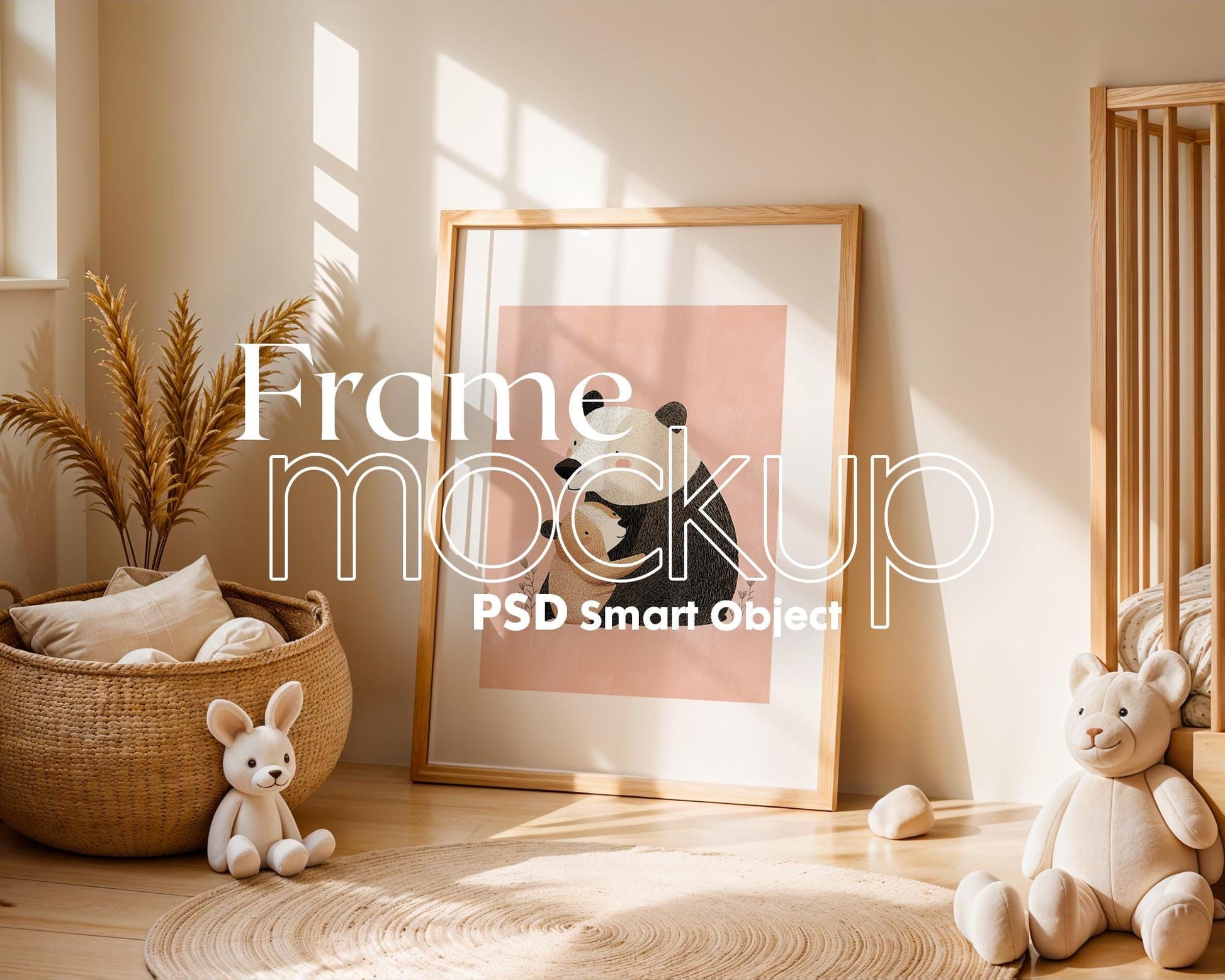 Frame Nursery Mockup in Home Interior PSD | Nursery Frame Mockup Frames | Nursery Wall Poster | Poster Shop Mockup