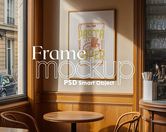 Restaurant Frame Poster Mockup, Cafe Frame Mockup for Digital Download, Posters and Artwork Smart Object Instant Download
