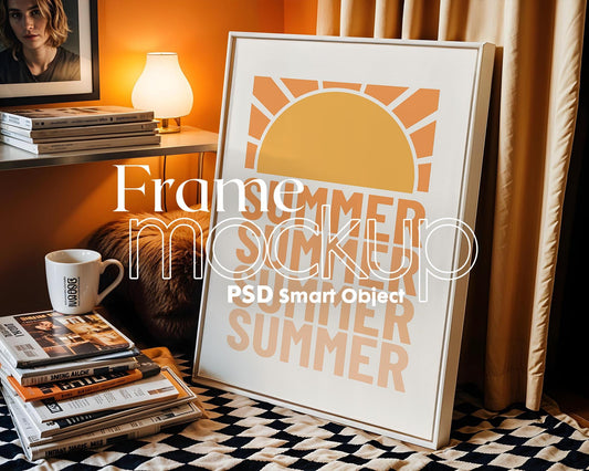 Blank Wooden Poster Frame Mockup, Minimalist Frame Mockup for Digital Download, Posters and Artwork Smart Object Instant Download
