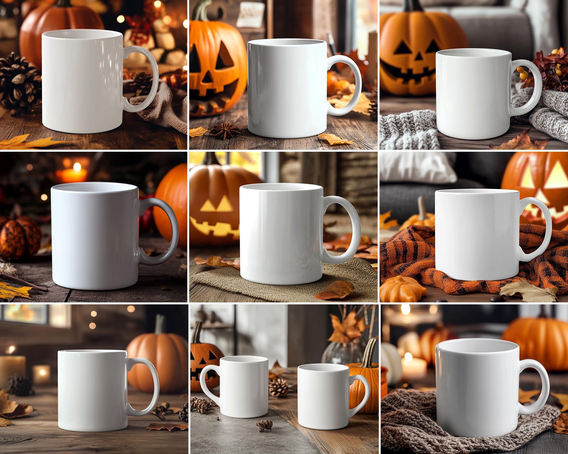 150 Halloween Mug PNG Bundle - Spooky Coffee Mug Designs, Pumpkin Witch Clipart, Mug Digital Sublimation Mockup
