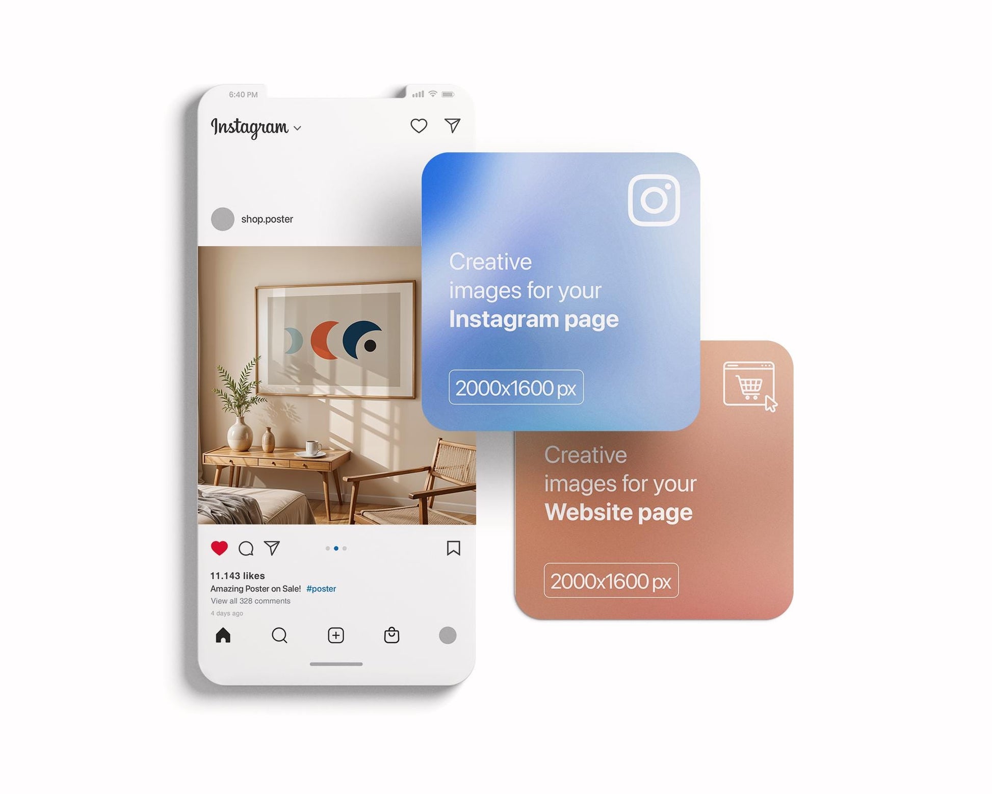 Horizontal Frame Mockup PSD, Scandinavian Wooden Frame Mockup, Poster Mockup PSD , Frame Mockup for Print, Frame Mockup Smart Object