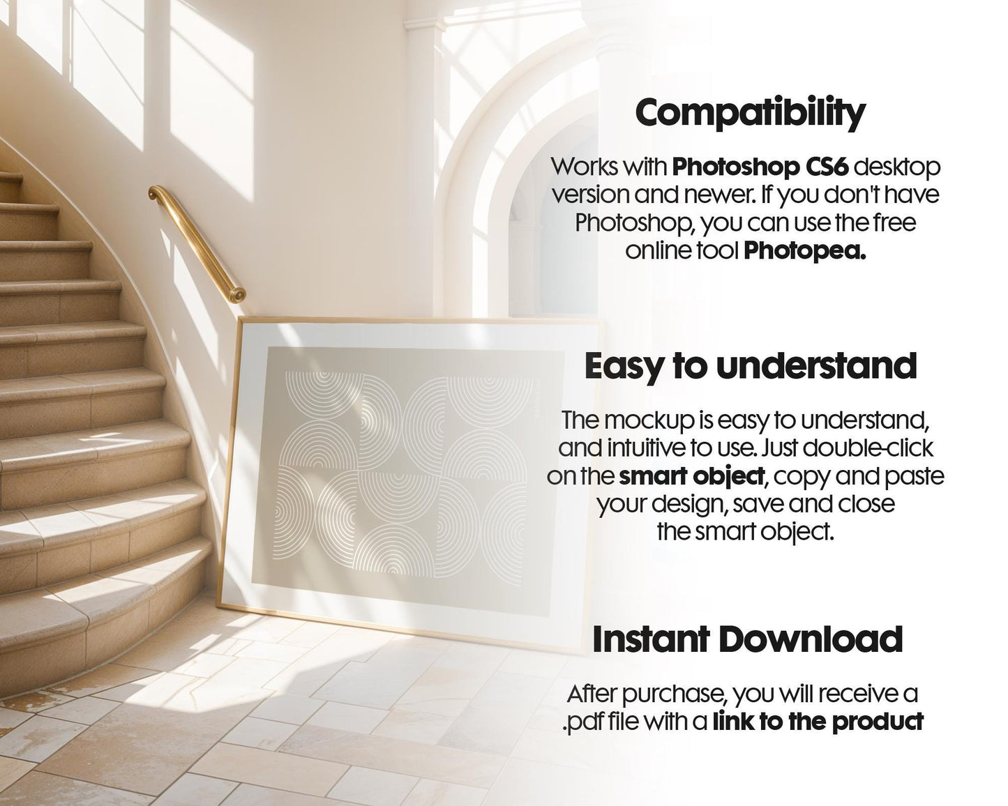 Horizontal Frame Mockup PSD, Scandinavian Wooden Frame Mockup, Poster Mockup PSD , Frame Mockup for Print, Frame Mockup Smart Object