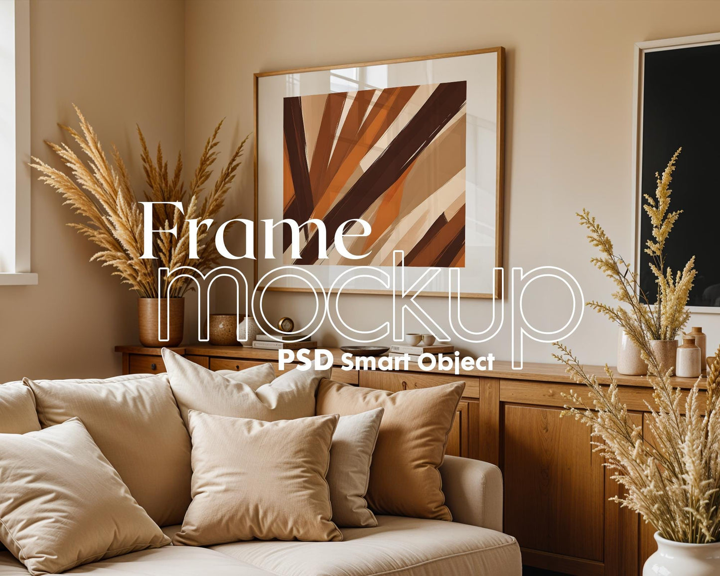 Horizontal Frame Mockup PSD, Scandinavian Wooden Frame Mockup, Poster Mockup PSD , Frame Mockup for Print, Frame Mockup Smart Object