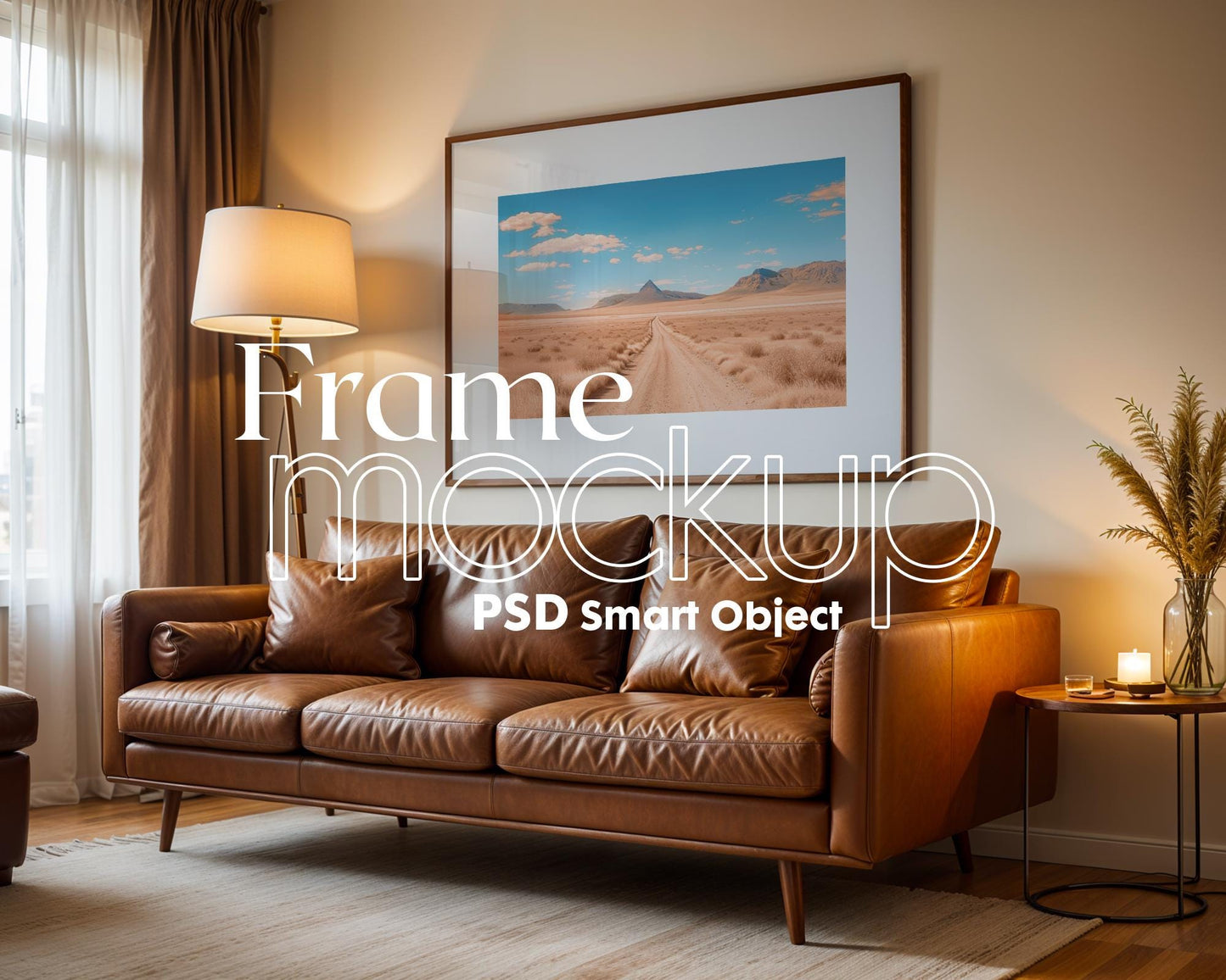 Horizontal Frame Mockup PSD, Scandinavian Wooden Frame Mockup, Poster Mockup PSD , Frame Mockup for Print, Frame Mockup Smart Object