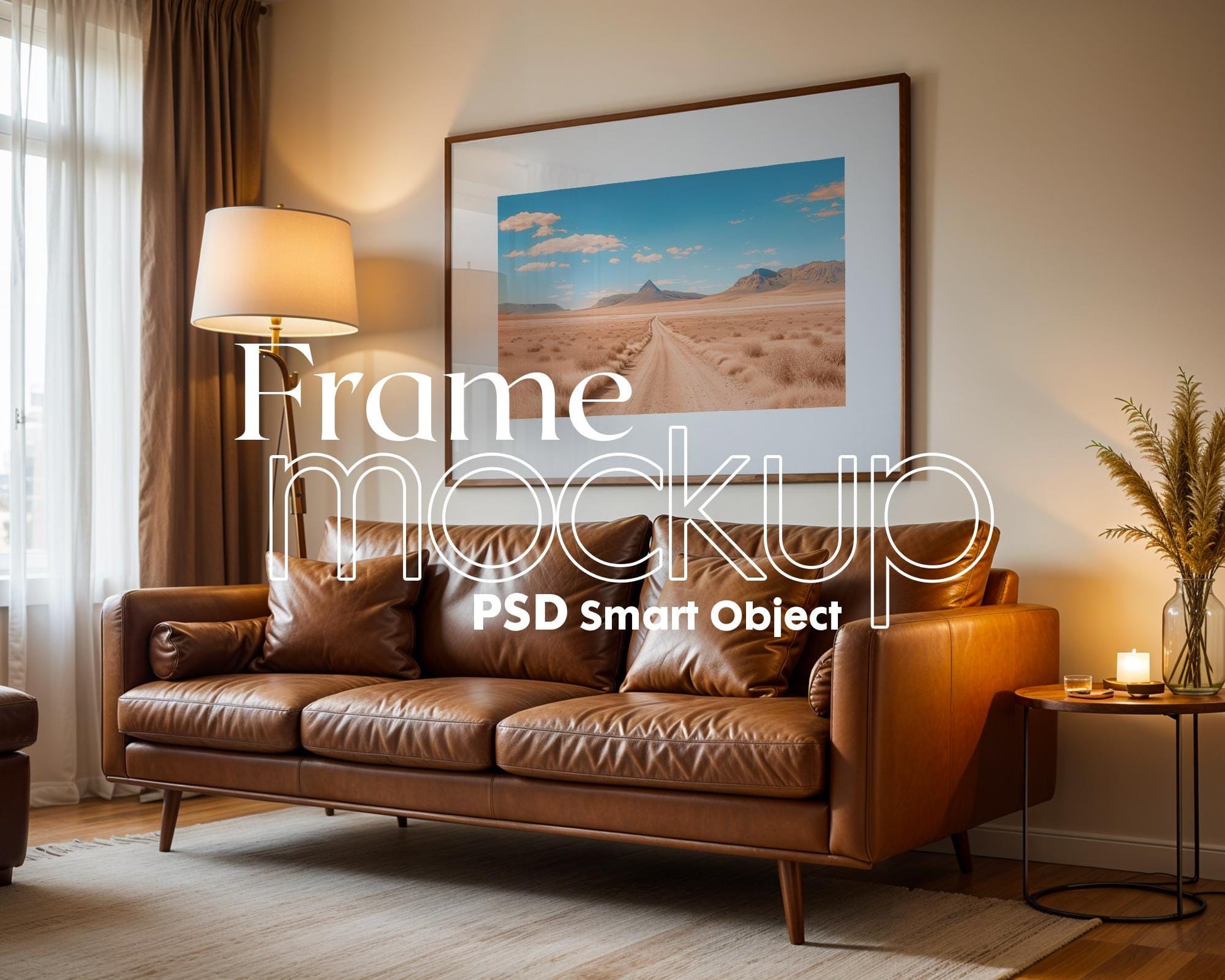 Horizontal Frame Mockup PSD, Scandinavian Wooden Frame Mockup, Poster Mockup PSD , Frame Mockup for Print, Frame Mockup Smart Object