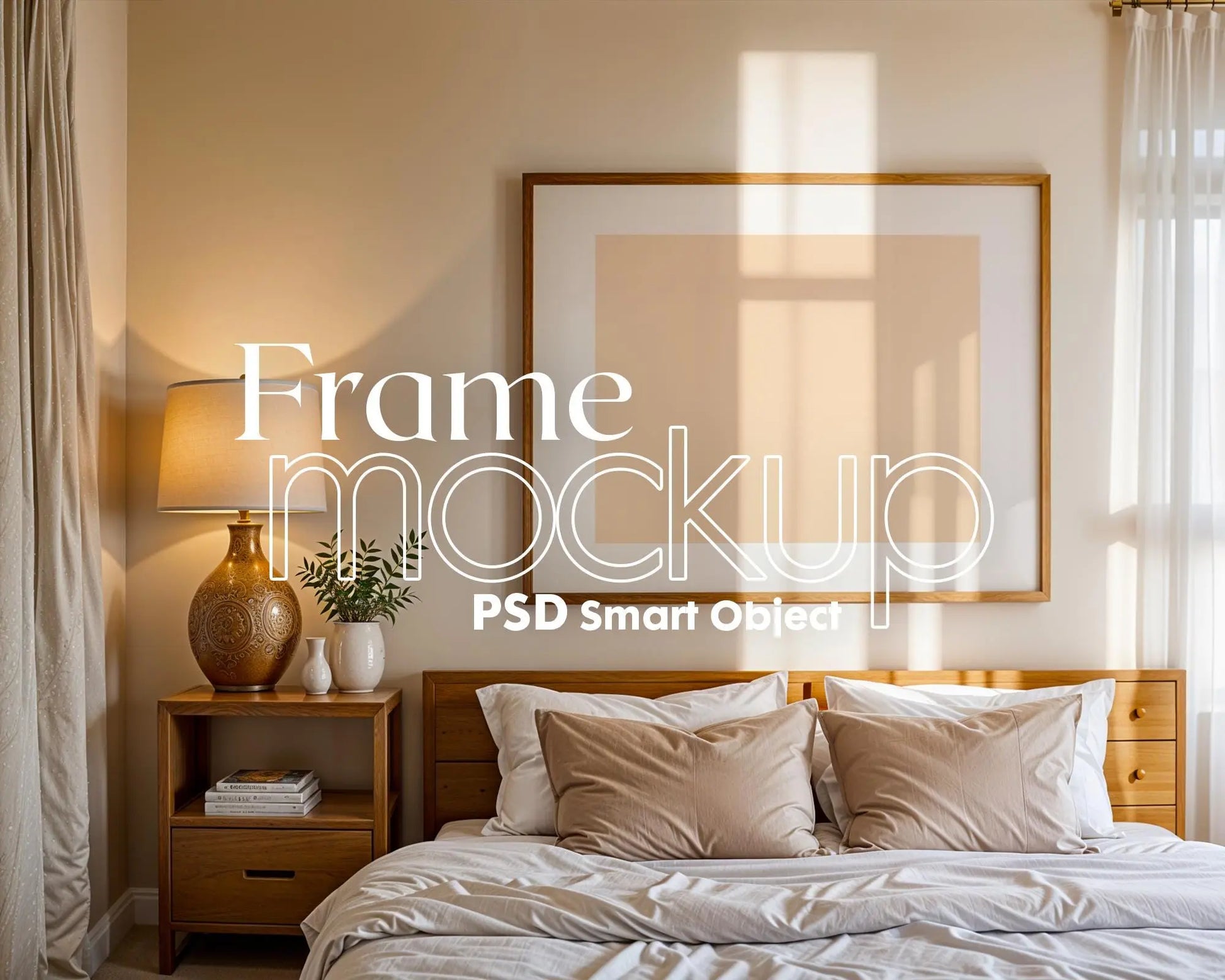 Horizontal Frame Mockup PSD, Scandinavian Wooden Frame Mockup, Poster Mockup PSD , Frame Mockup for Print, Frame Mockup Smart Object