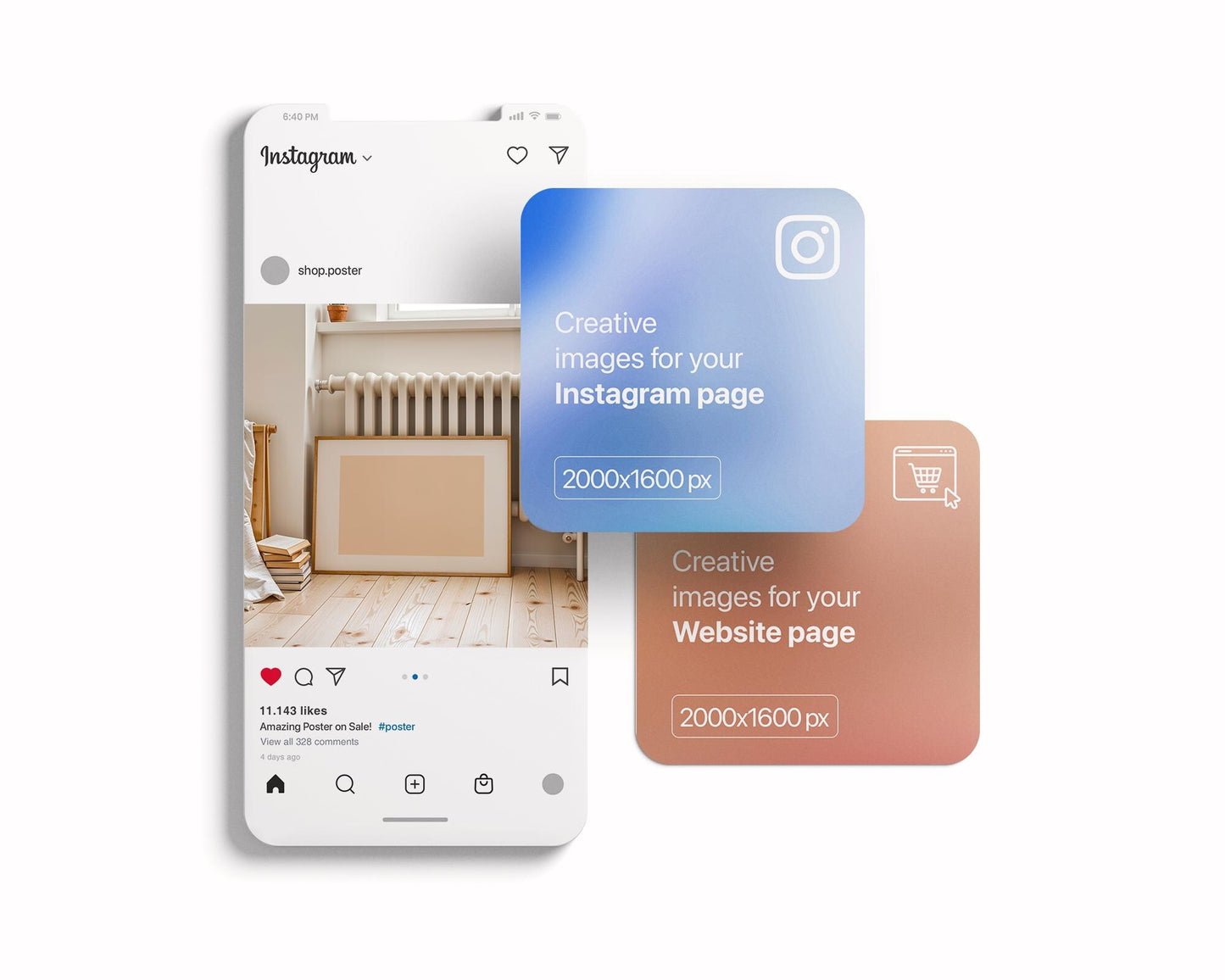 Horizontal Frame Mockup PSD, Scandinavian Wooden Frame Mockup, Poster Mockup PSD , Frame Mockup for Print, Frame Mockup Smart Object