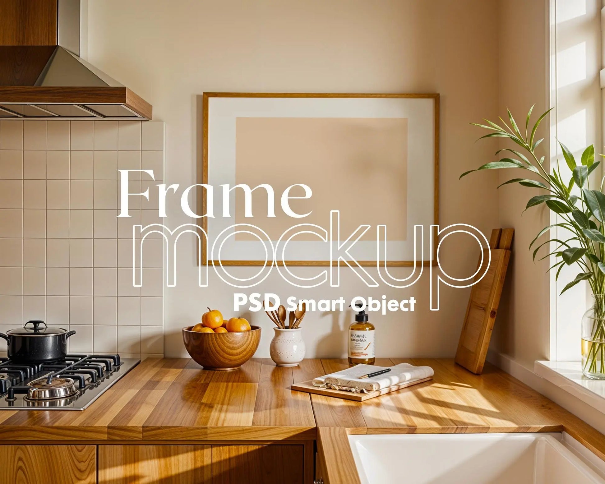 Horizontal Frame Mockup PSD, Scandinavian Wooden Frame Mockup, Poster Mockup PSD , Frame Mockup for Print, Frame Mockup Smart Object