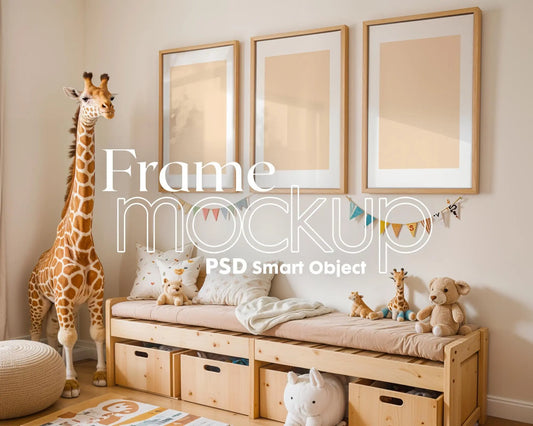 Frame Nursery Mockup in Home Interior PSD | Nursery Frame Mockup Frames | Nursery Wall Poster | Poster Shop Mockup