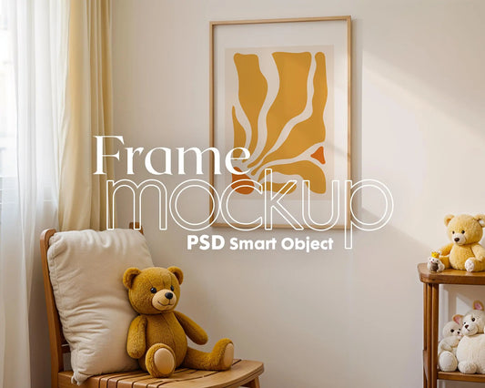 Frame Nursery Mockup in Home Interior PSD | Nursery Frame Mockup Frames | Nursery Wall Poster | Poster Shop Mockup