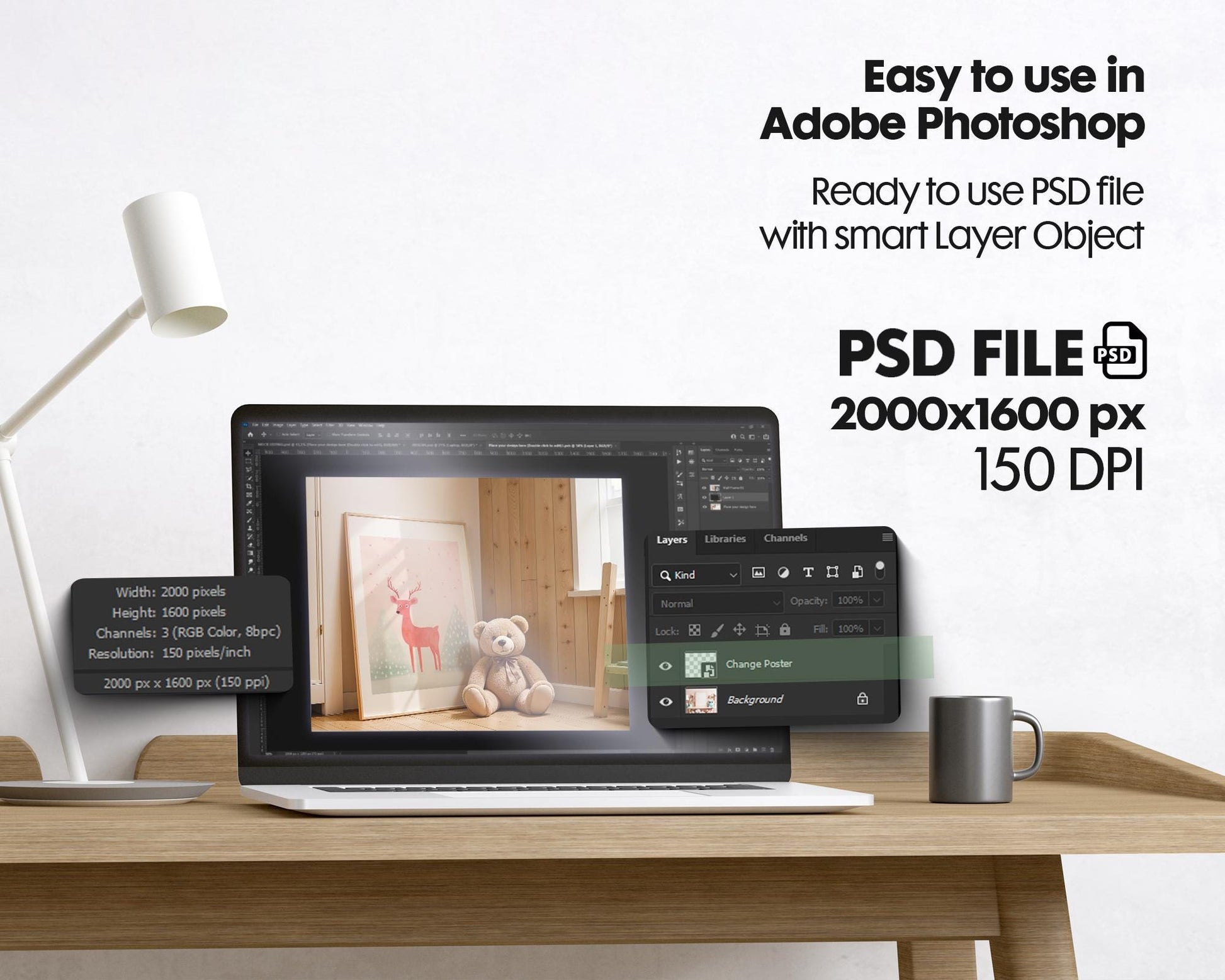 Frame Nursery Mockup in Home Interior PSD | Nursery Frame Mockup Frames | Nursery Wall Poster | Poster Shop Mockup