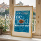 Vertical Frame Mockup, Thin Wood Frame PSD for Prints, Poster Frame Mockup, PSD Template for Art, Interior Poster Mockup