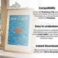 Vertical Frame Mockup, Thin Wood Frame PSD for Prints, Poster Frame Mockup, PSD Template for Art, Interior Poster Mockup