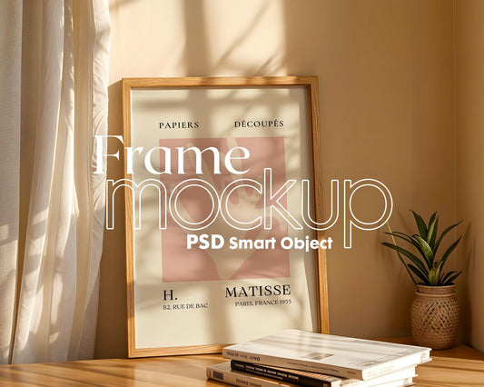 Blank Wooden Poster Frame Mockup, Minimalist Frame Mockup for Digital Download, Posters and Artwork Smart Object Instant Download