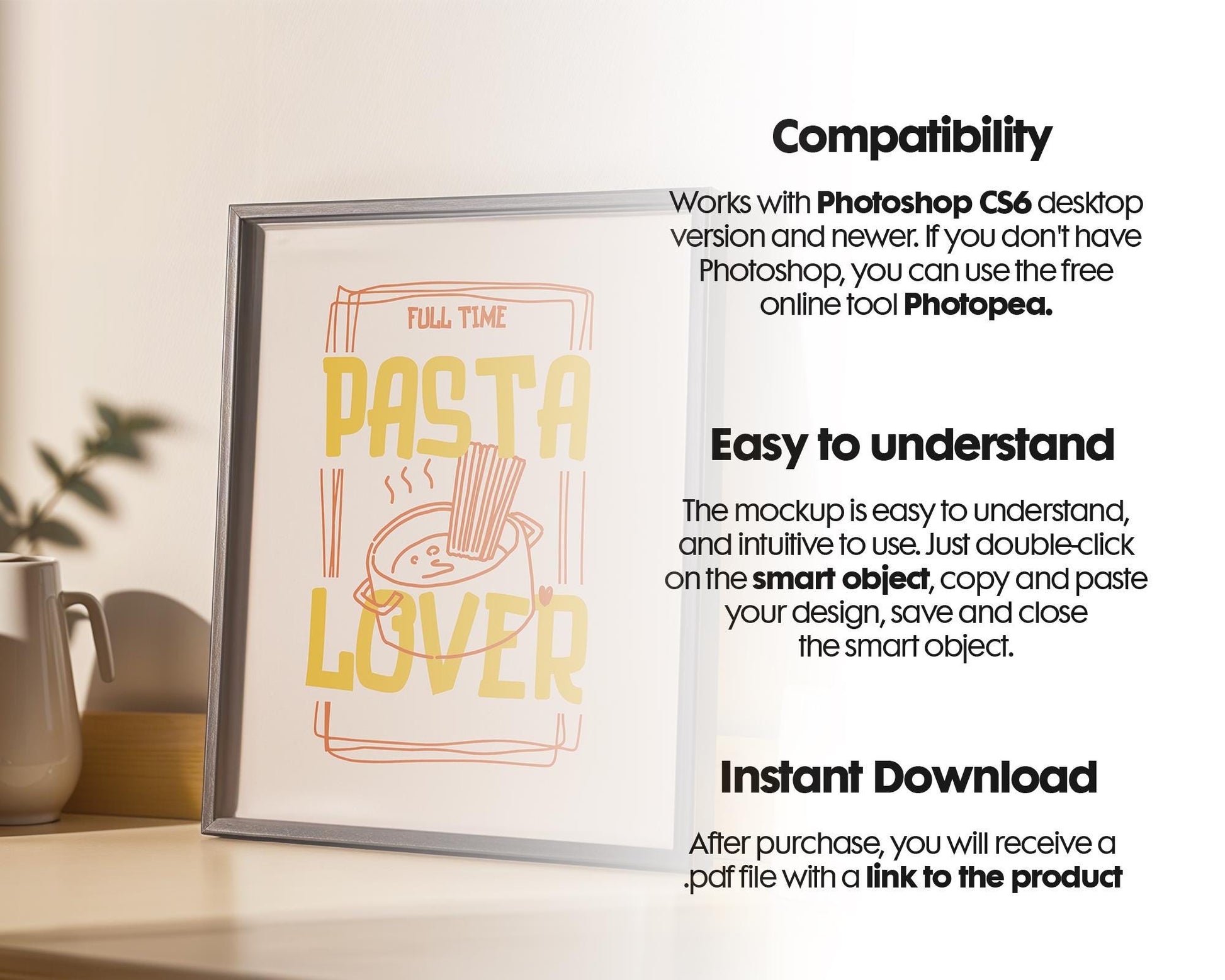 Kitchen Frame Mockup | DIN A Artwork Mockup Frames | Aesthetic Interior Vertical Wood Frame Mockup | Poster Mockup Templete PSD
