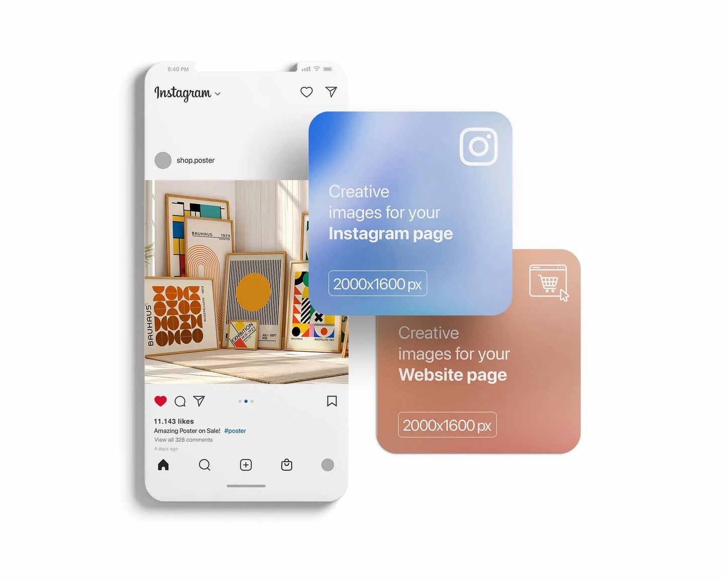 Gallery Frame Mockup Set of 7 • Poster & Artwork Frame Templates • Smart Object Instant Download for Wall Art Display