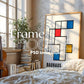 Frame Mockup in Bedroom, ISO A DIN Ratio, Thin Wood Frame, PSD Mockup, Frame Mockup Minimal Home Interior