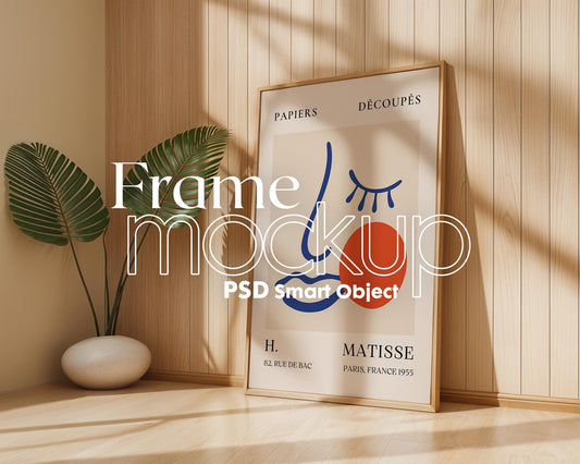 Blank Wooden Poster Frame Mockup, Minimalist Frame Mockup for Digital Download, Posters and Artwork Smart Object Instant Download