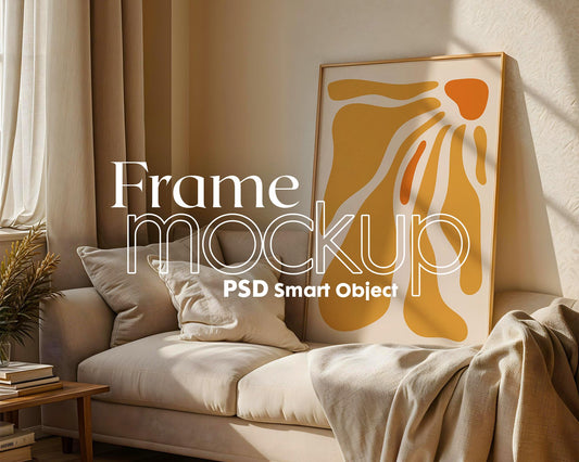 Blank Wooden Poster Frame Mockup, Minimalist Frame Mockup for Digital Download, Posters and Artwork Smart Object Instant Download